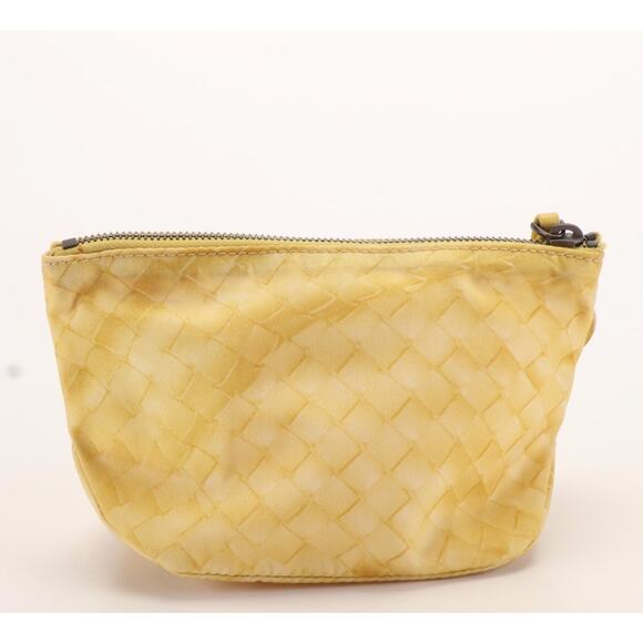 Bottega Veneta Intrecciato Print Yellow Nylon Cosmetic Bag - Picture 3 of 10